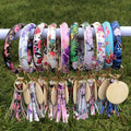 Tongxin PU Bracelet Keychain Chinese Style Peony Flower Daffodil Rose Flower Leather Bracelet Tassel Pendant
