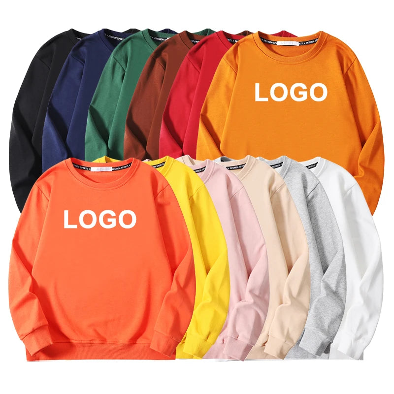 Wholesale Unisex Custom Embroidered Crewneck Sweatshirts Men's French Terry Cotton Sweater Oversized Jumpers for Autumn Season