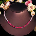 Fashion Jewelry 4mm Round Cubic Zirconia Chain Link Pink and Red Tennis Necklace for Women Party Wedding Dress Accessories