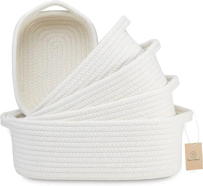 Storage Set Cotton Rope Woven Baskets for Organizing Dog Toy Baskets Cat Toy Box Bathroom Organization Laundry Basket MegaBDM