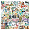 50 pcs outdoor travel graffiti PVC waterproof stickers for draw bar box suitcase handbags pencil case guitar and books