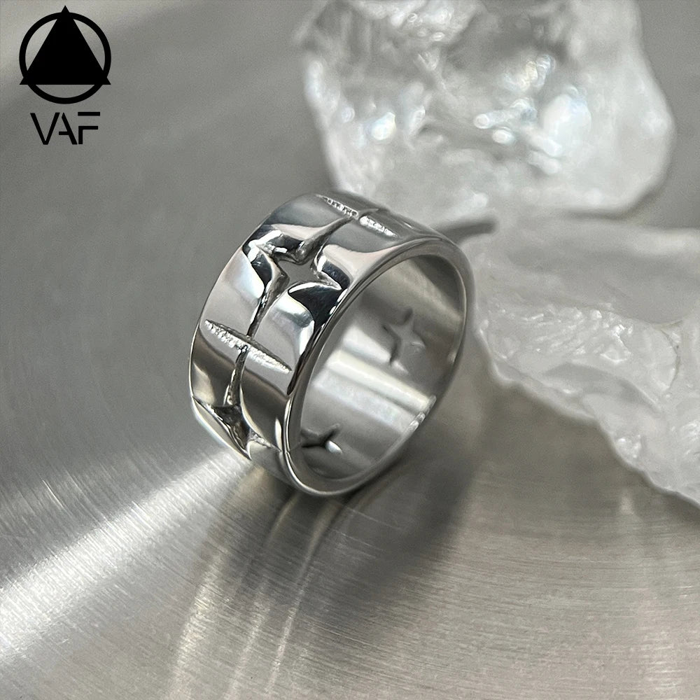 VAF Creative Design  Star Hollow Ring Fully Polished Stainless Steel Anillo Hueco Estrella Stern-Hohlring