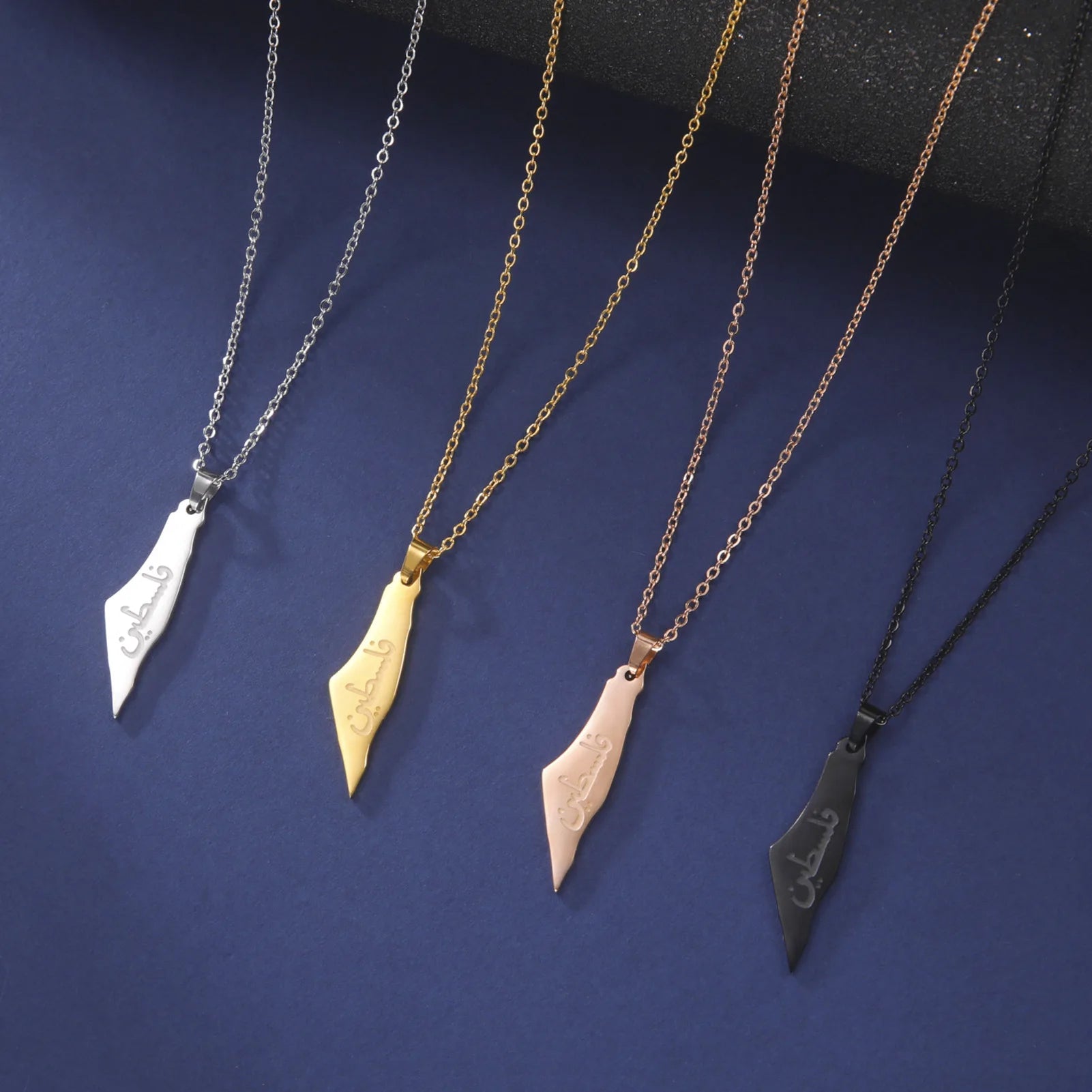 Stainless Steel Palestine Map Necklace Ancient Characters Pendant Charm Necklace Simple Jewelry for Women Never Fade Necklace
