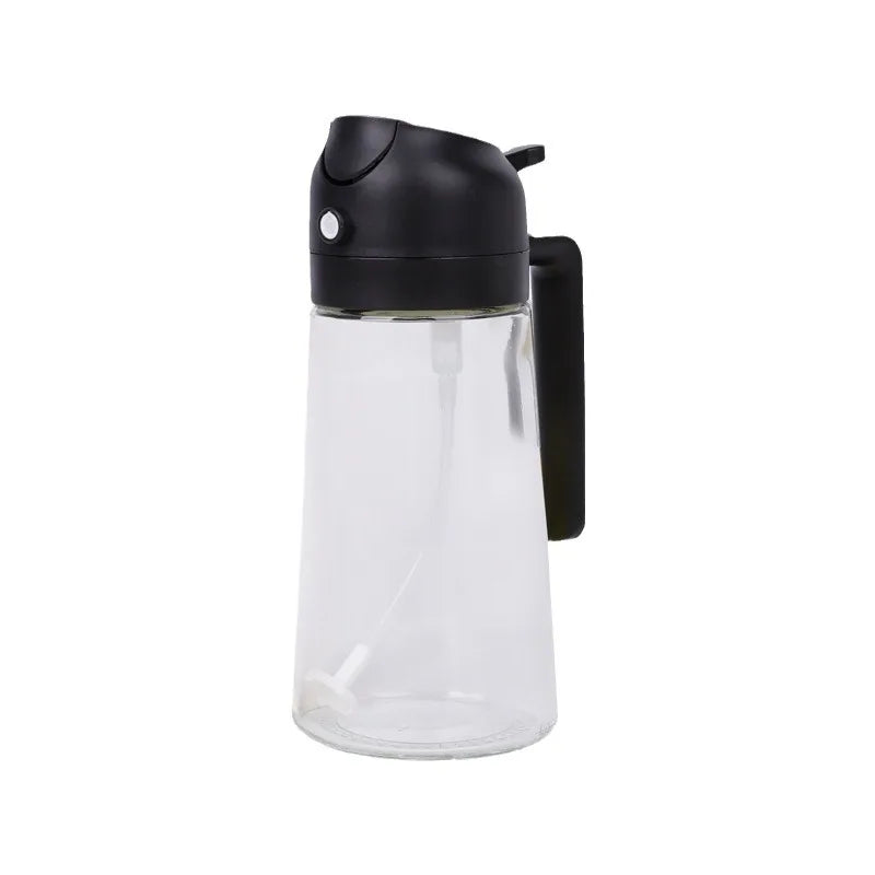 Reusable Glass Eco-Friendly Black Olive Oil Spray Pot 470ml Kitchen Household Pouring Dual-Purpose Air Fryer Atomizing Bottle