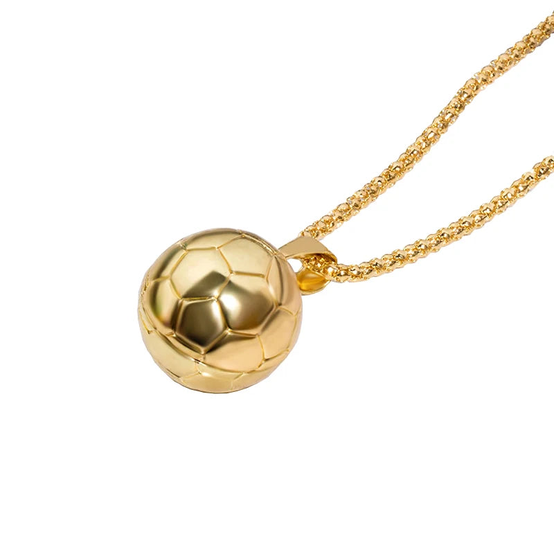 2024 New Gold Football Pendant Necklace Silver Game Soccer Charm Necklace Stainless Steel Fashion Jewelry Factory Wholesale
