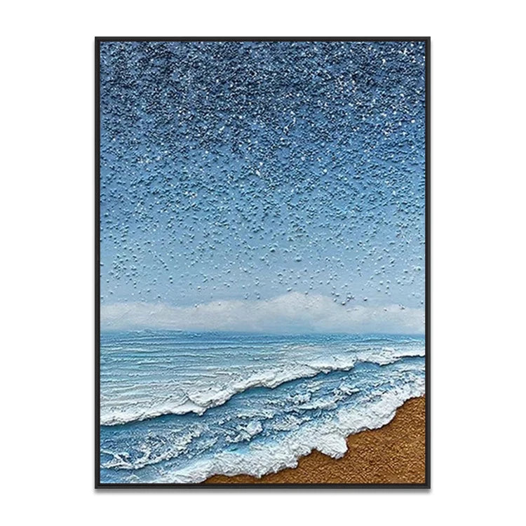 Handmade Blue Artwork Modern Seascape Picture Abstract Scenery Acrylic Customizable Sizes Canvas Painting Wall Art