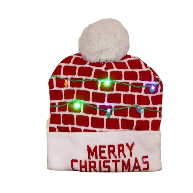 14 Colors Led Shiny Christmas Bling Led Beanie Hat with Light Beanies Cuffed Santa Hat High-grade Christmas Hat with Led Light