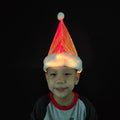 Red Luxury Fiber Optic Fabric Christmas Hat with Rechargeable LED Lights Soft Fabric 50000h for for Christmas Decor