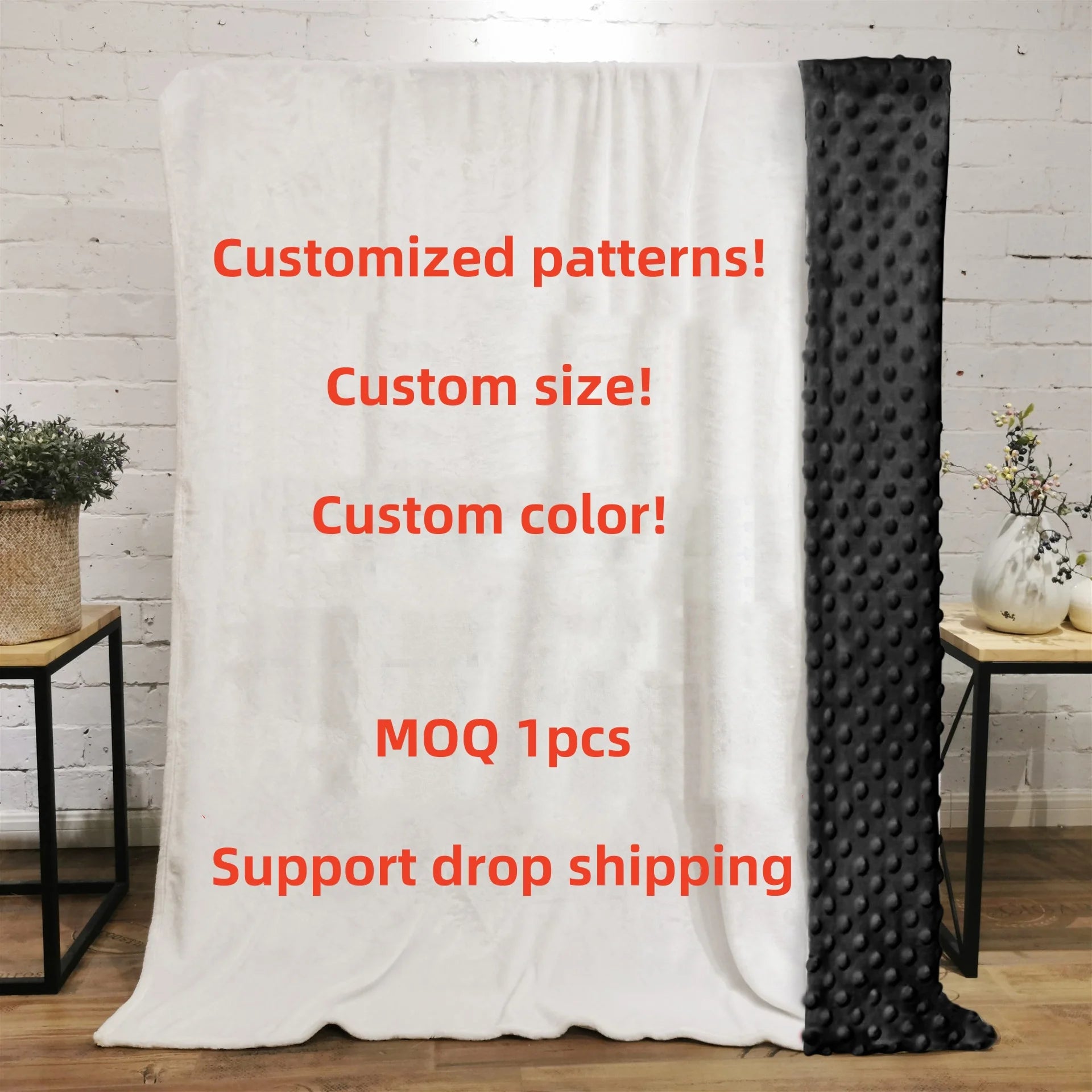 Drop Shipping Custom Minky Dot  Blanket  Large Size 50" X 60" Fleece Plush Super Soft Double Layer Sublimation Blank Blanket