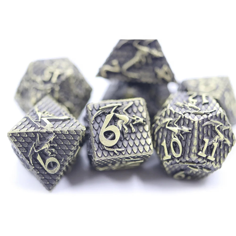 Custom 16mm Polyhedral Fly Dragon Metal Dice Set RPG DnD Usage Made of Zinc Alloy