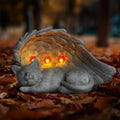 Solar-Powered Angel Cat Resin Figurine with Wing & LED Lights Garden Decor Pet Memorial-Themed Art Ornament