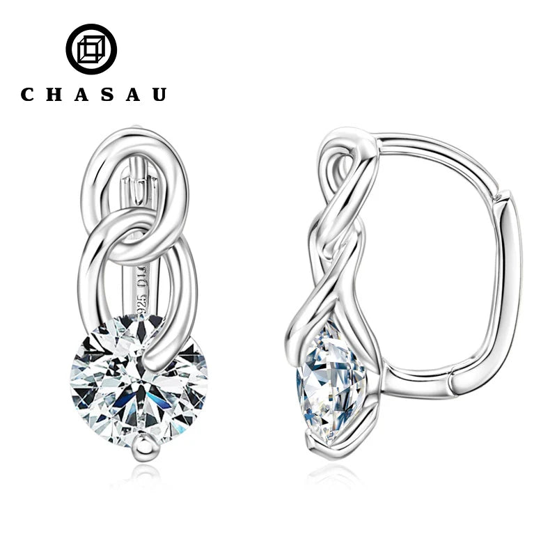 Fashion Jewelry Luxury Custom 925 Sterling Silver 6.5mm 1ct Moissanite Cuban Link Design Clip Earrings for Women