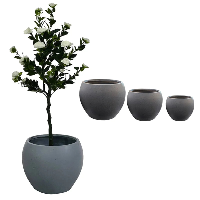 Modern Outdoor Big Fiber Clay Flower Pot Home Balcony Fiberglass Pot Popular Large Concrete Garden Hotel Decorative Flowerpot