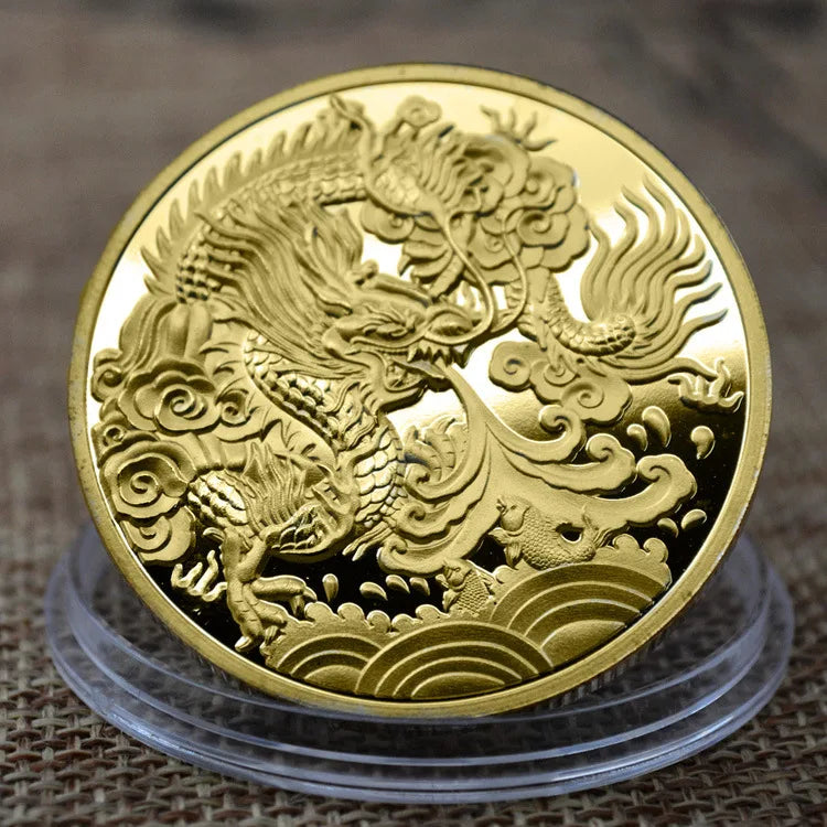Zhejiang Manufacture Custom China Zodiac Dragon 3d Gold Silver Metal Commemorative Coin