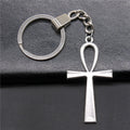WYSIWYG 52x28mm Antique Silver Plated Antique Bronze Plated Zinc Alloy Life Key Ankh Cross Keychain for Gift P2-ABD-C10074