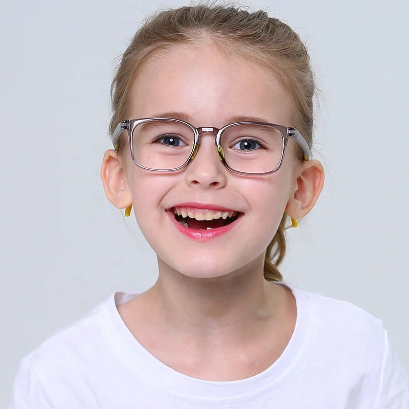 New Style Square Custom Logo TR90 Computer Gaming Children Kids Blue Light Filter Glasses