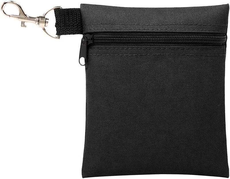 Hot Sales Polyester Golf Ball Pouch & Holder Bag with Waist Strap and Metal Clip-Portable Travel Custom Logo Option