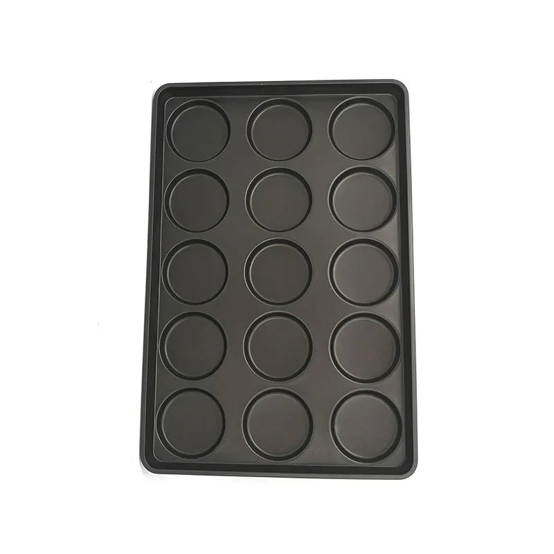 China Manufacture Industrial 15 Mold Aluminized Steel One Piece Machine Punch Pan Cake Pan Hamburger Bun Pan