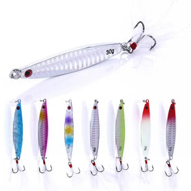 Wholesale LB036 6.8cm 30g Saltwater Metal Jig Bait Lead Jigging Fishing Lures with Feather Hook