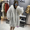 Janefur Wholesale White Fluffy Outwear Winter Thick Warm Natural Fox Fur Jacket Real Womens Fur Coats