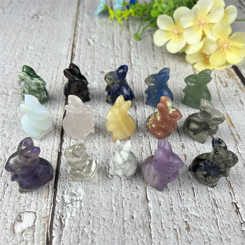 Easter Rabbit Natural Crystal Crafts Gemstone Carved Rabbit Wedding Gifts for Home Decor