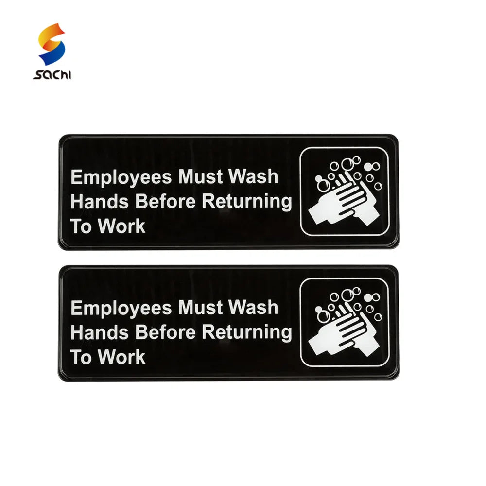 Easy Install Plastic 9*3" Employees Must Wash Hands Before Returning to Work Sign Adhesive Washing Your Hands Sign Board