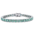 Luster Factory Price 5mm Blue Green Moissanite Chain 925 Sterling Silver Moissanite Tennis Bracelet for Gift