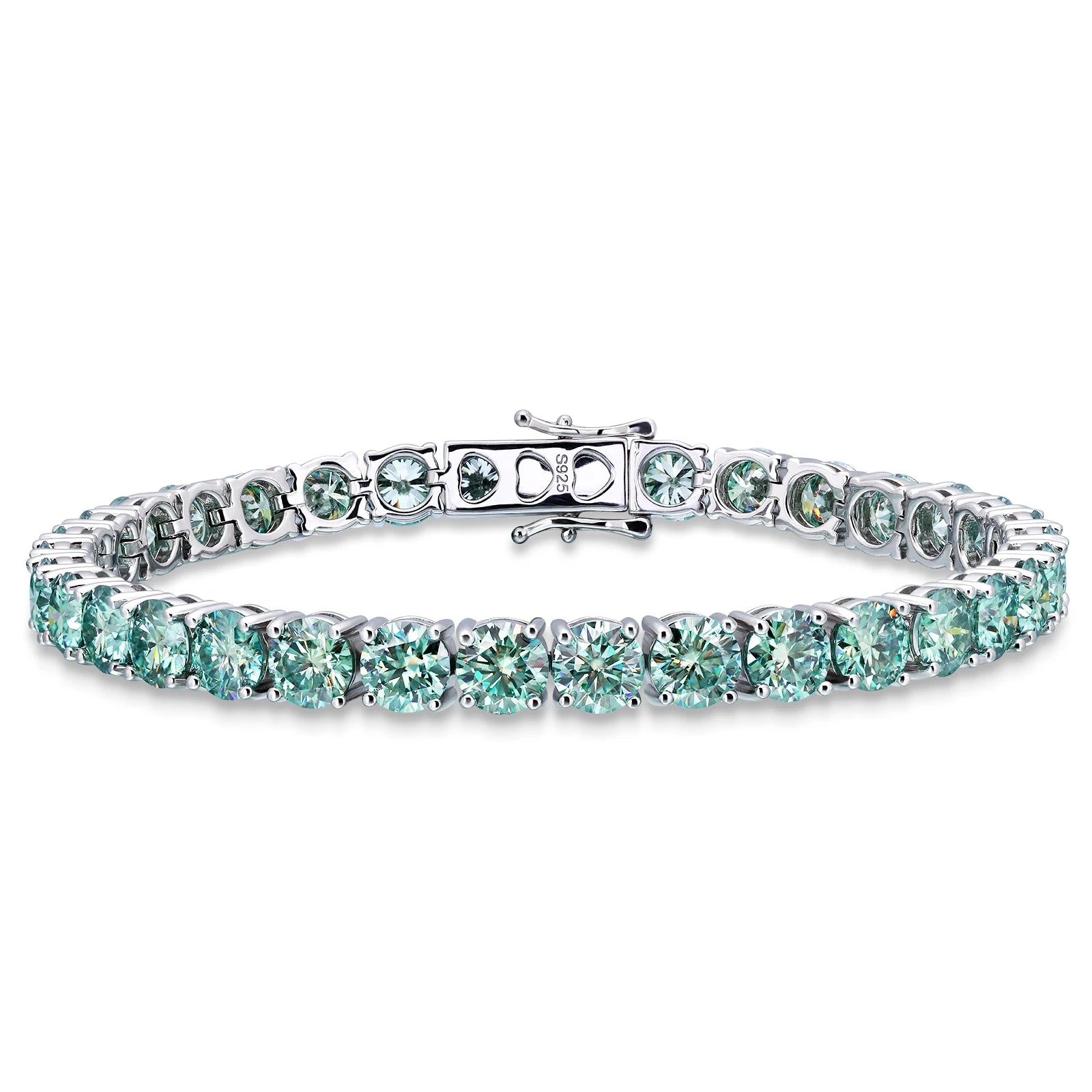 Luster Factory Price 5mm Blue Green Moissanite Chain 925 Sterling Silver Moissanite Tennis Bracelet for Gift