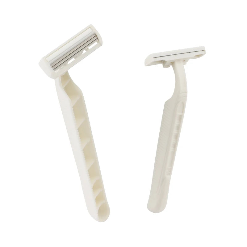 Eco Friendly 100% Biodegradable Material Triple Blade with Lubricating Disposable razor