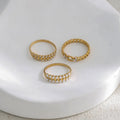 Trendy Hypoallergenic Waterproof Bijoux En Acier Inoxydable Stainless Steel Gold Plated Jewelry Cubic Zirconia Fashion Rings