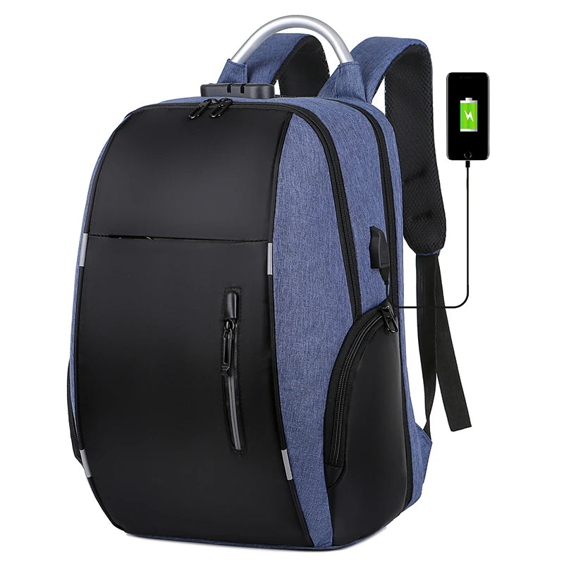 Customized Large Capacity Anti-Theft Smart Laptop Backpack Black Waterproof Fashion Bag USB Recycled Polyester Oxford Low MOQ