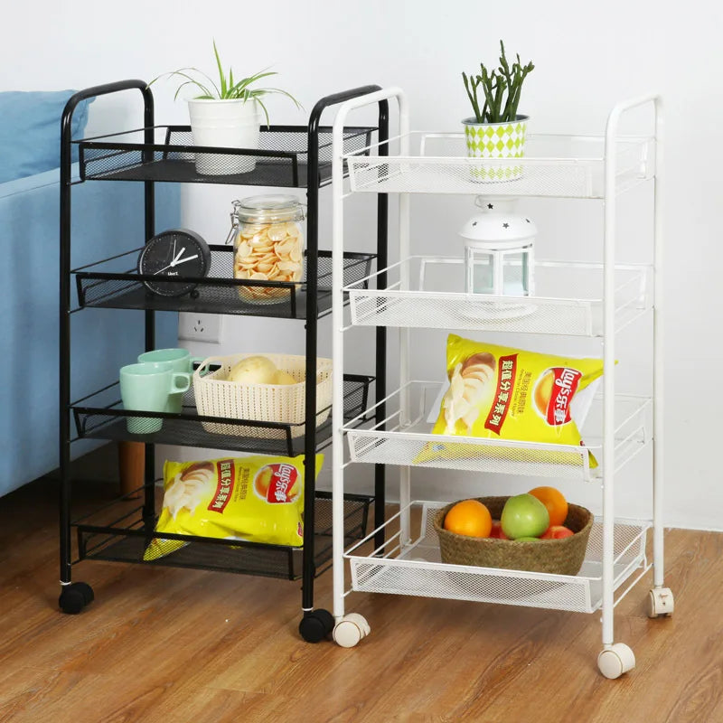 Hot Sale 3-Tier Rolling Organization Cart Multifunction Plastic Mesh Utility Storage Cart for Kitchen Living Room Office