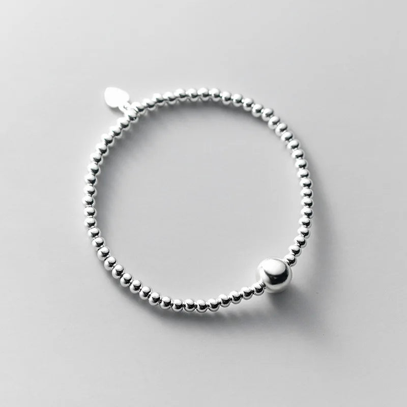 925 Sterling Silver Quality Pure Handmade Round Beads Bracelets for Women Girls Birthday Gifts Jewelry