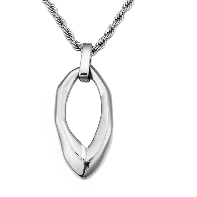 KALEN Round Mirror Style Personality Men's Silver Stainless Steel Pendant