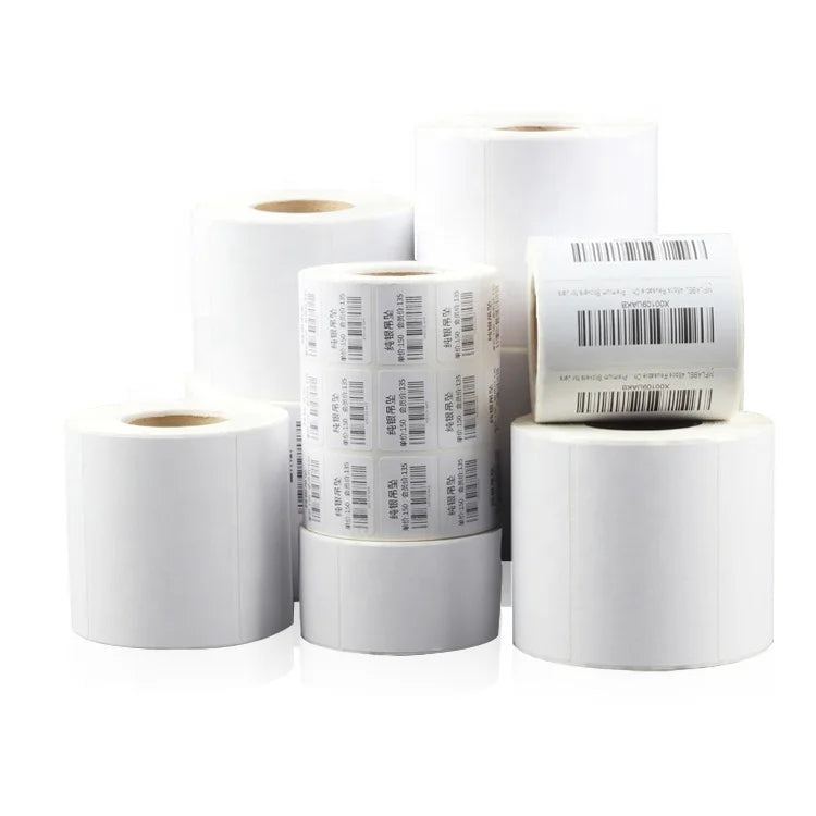 White Thermal Barcode Sticker Labels Roll No Ribbons for Shipping Product Identification Barcoding Part Bins