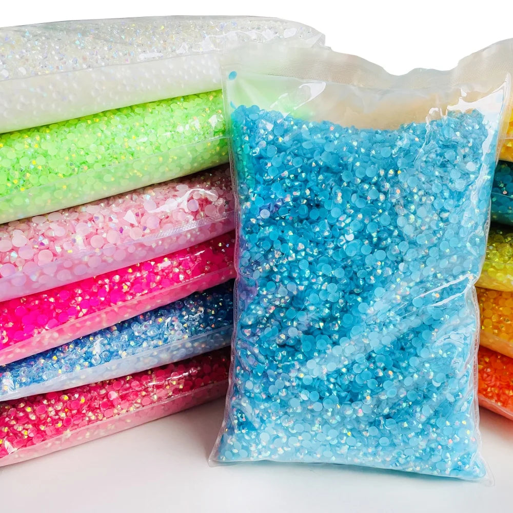 Yantuo Crystal Factory Wholesale Bulk Jelly AB Color Rhinestone SS20 Flat Back Non Hotfix Resin Rhinestone3mm 5mm 6mm