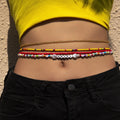 Jingcan Women Summer Elastic Bling Belly Beads Chain  Bikini Bead Jewelry African Crystal Waist Beads Ghana