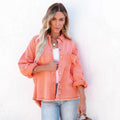 New Fashion Casual Solid Color Turn Down Collar Front Pocket Ripped Jeans Jacket  Washed Frayed Candy Color Denim Jacket