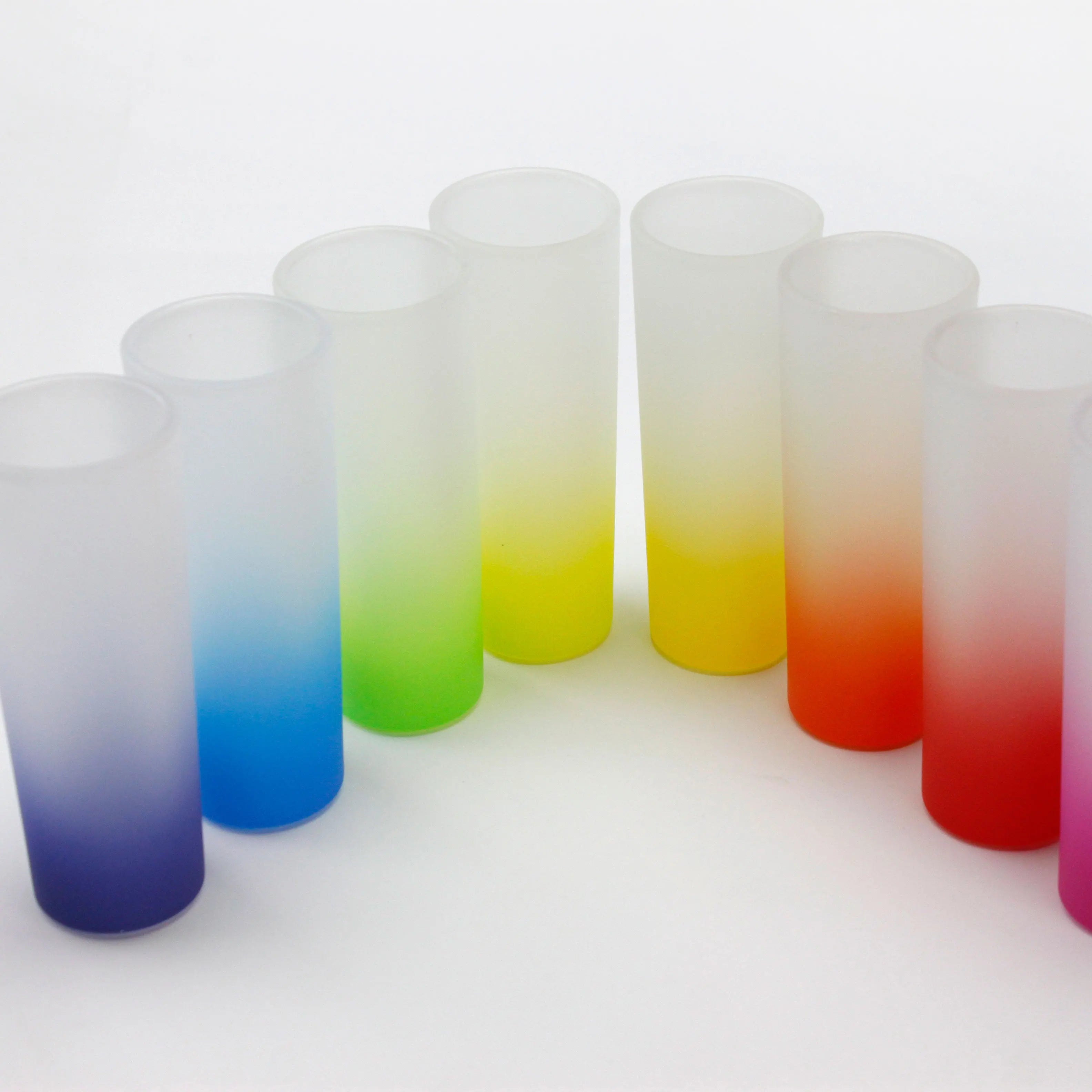 3oz Gradient Rainbow Colorful Bottom Frosted Sublimation Shot Glass Water Bottle Sublimation Cup Tumbler
