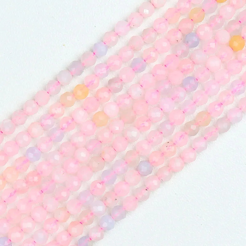 2mm Fashion Gemstone Faceted Bead 3mm Faceted Pink Morganite Beads for DIY Necklaces Making 4mm
