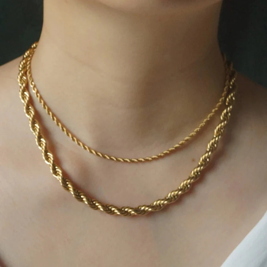 Thick Chunky Wide Thin Choker Necklace Gold Twisted Rope Chain Necklaces Stainless Steel Necklace for Women