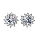 Wholesale Sunflower Design Grade D Moissanite Diamond Earrings 925 Sterling Silver 0.5ct/1ct Moissanite Stud Earrings