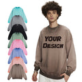 Custom Logo Heavyweight Vintage Streetwear Crewneck 100%cotton Acid Washed Oversized Unisex Crew Neck Sweatshirts