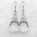 Sterling Silver 10*12mm Semi Mount Hoop Earrings Frame Empty Support Blank Setting S925 Base Without Center Stone for DIY Inlay