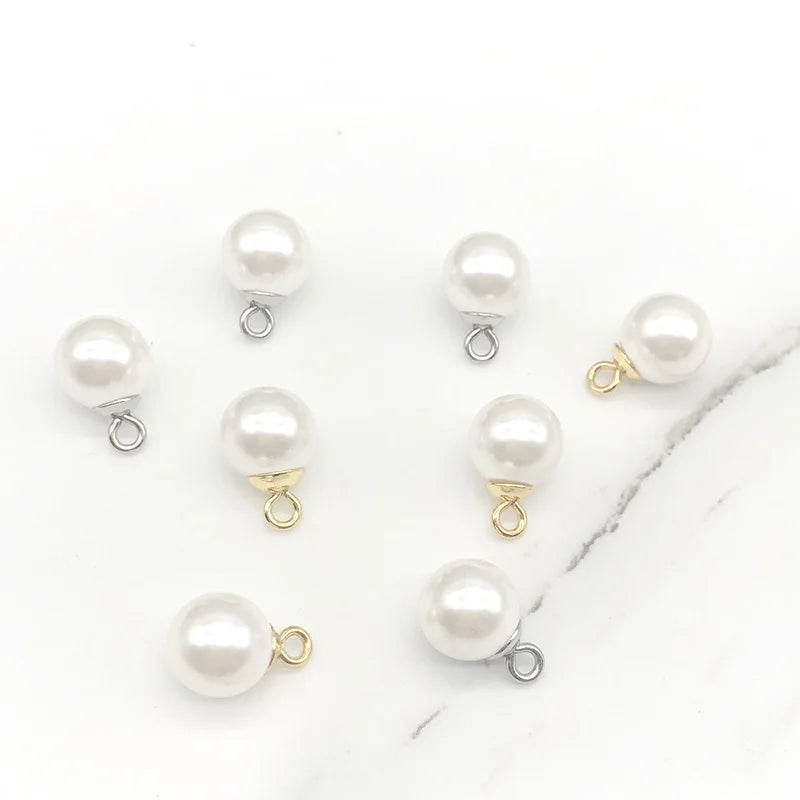 Handmade Imitation Pearls Pendants Gold Plated Loose Pearls Diy Necklace Bracelet Plastic Pearl Jewelry Charms
