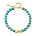 Handmade Irregular Ethnic Style Beaded Bracelet Brass Plated 18K Gold Turquoise Bracelet for Women