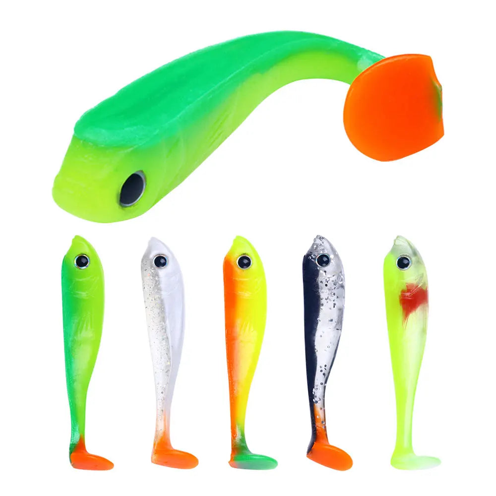 5pcs/bag Soft Lures Fishing for Saltwater and Freshwater T Tail Soft Bait Lure