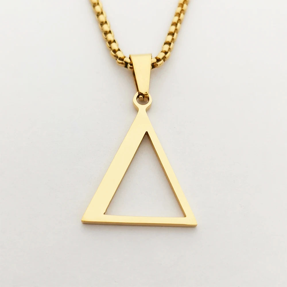 Pyramid Necklace Collier Femme Acier Inoxydable Triangle Necklace Collares Personalizados Geometric Necklace Jewelry Oro 18kGold