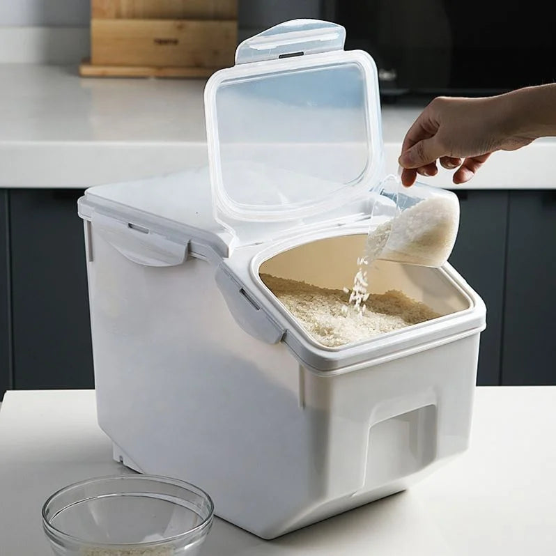 New Kitchen Household Collection Nano Barrel Sealed Transparent Flip Cover Sealing Ring 10kg Plastic Storage Box Moisture-proof