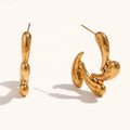 Dingran Fashion Jewelry Water Drop Stud Earrings Gold Plated Stainless Steel Tarnish Free Jewelry